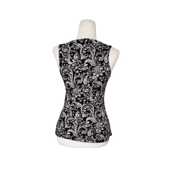 Express Black and White Sleeveless Paisley Print Keyhole Top XSmall - Picture 5 of 11